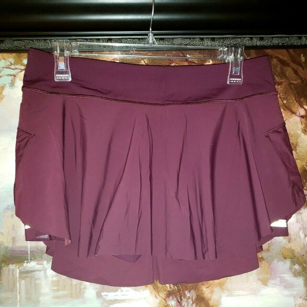 Lululemon Quick Pace Skirt w Shorts Dark Adobe vine red sz 8 Like new - Picture 5 of 8